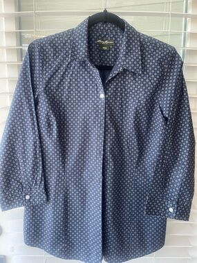 Eddie Bauer Navy Printed Button-Down Shirt